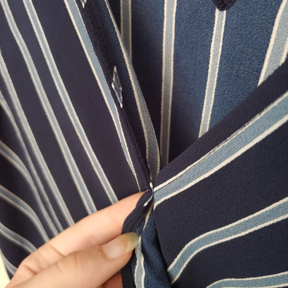 Blue Striped Wrap Top - Picture 3 of 6